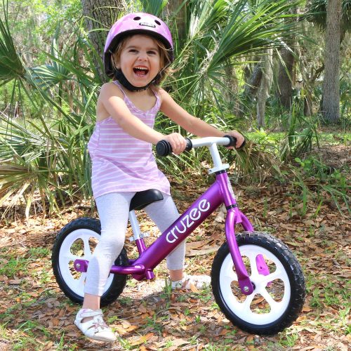 Cruzee Balance Bike Purple With White Wheels Lifestyle