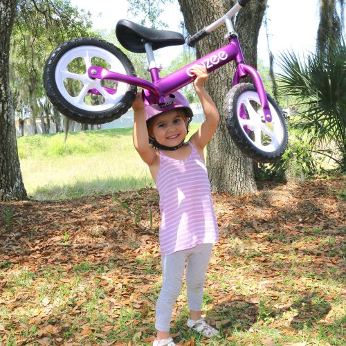 Cruzee Balance Bike Purple With White Wheels Lift